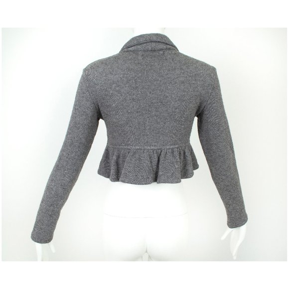 Louis Verdad Gray Knit Cropped Ruffled Cardigan Bolero Sweater, size S - Picture 3 of 9